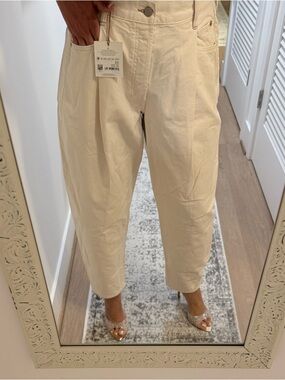 American Eagle AE77 Premium Pleated Barrel Jeans.